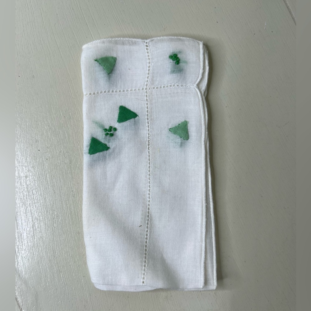 Vintage White Embroidered Handkerchief